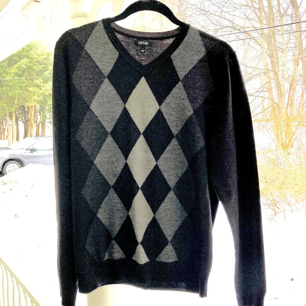 Apt. 9 Black/Grey Argyle Sweater, Men's